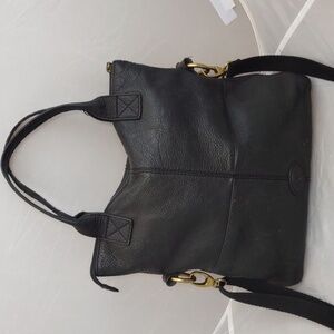 Fossil Black Leather Crossbody Bag